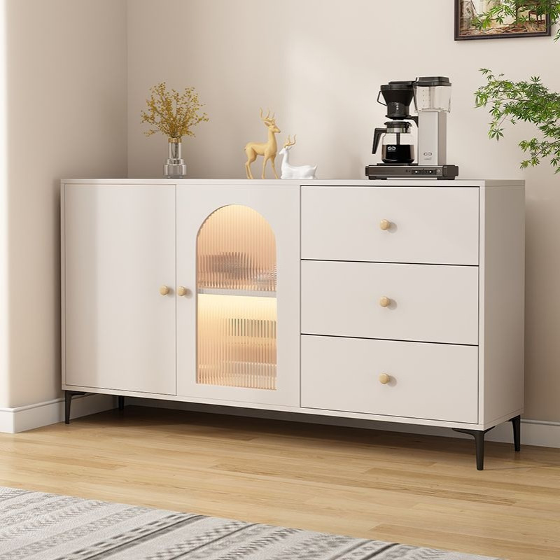 餐边柜斗柜靠墙收纳储物柜轻奢厨房橱柜茶水柜现代简约奶油风实木