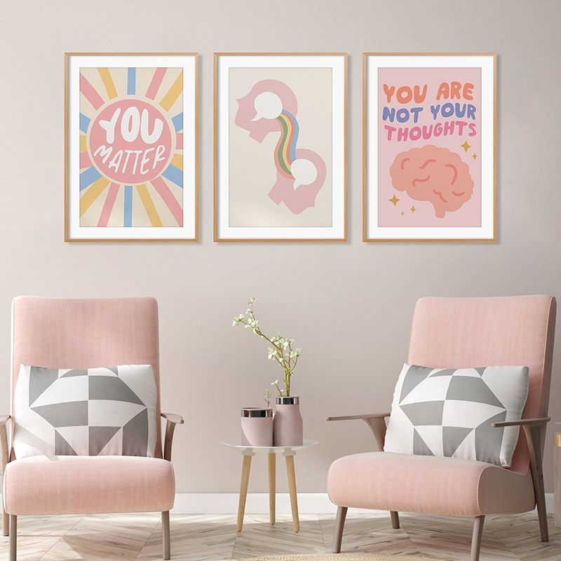 心理咨询室布置装饰画英文治愈励志标语挂画心理学辅导室墙壁画