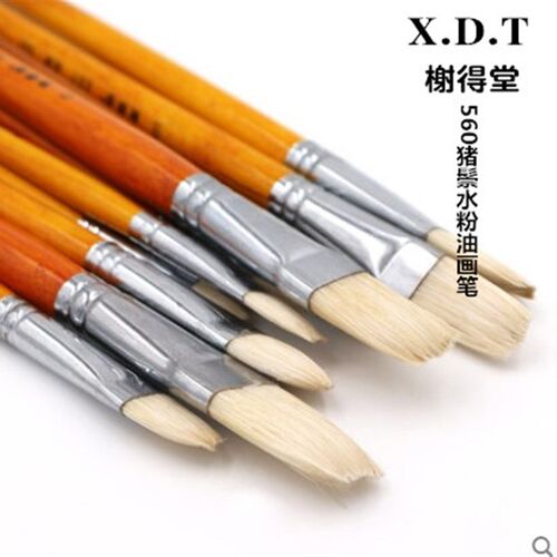 榭得堂油画笔 560猪鬃平头 水粉笔套装 谢德堂平头排笔 套装