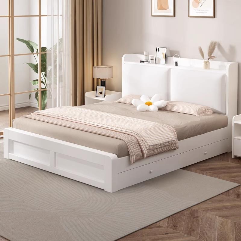 新现代出租房用品1.米单人CTQ2床架简约实木床经济双型1.8米主卧