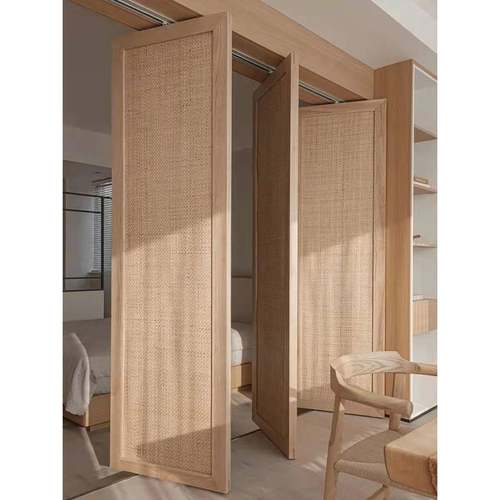 藤门编门式拉门日隔断397隐形折叠门衣柜门卧室中门式隔断门
