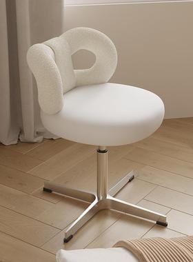 可升降旋转妆化妆网凳奶油风化椅卧室蝴HMR蝶结妆凳红美甲靠背梳