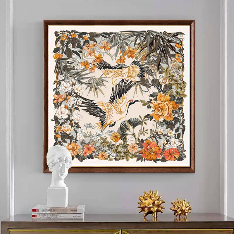 东瀛浮世绘新中式创壁装画客厅Y0饰画沙发美好寓意意小方众形艺术