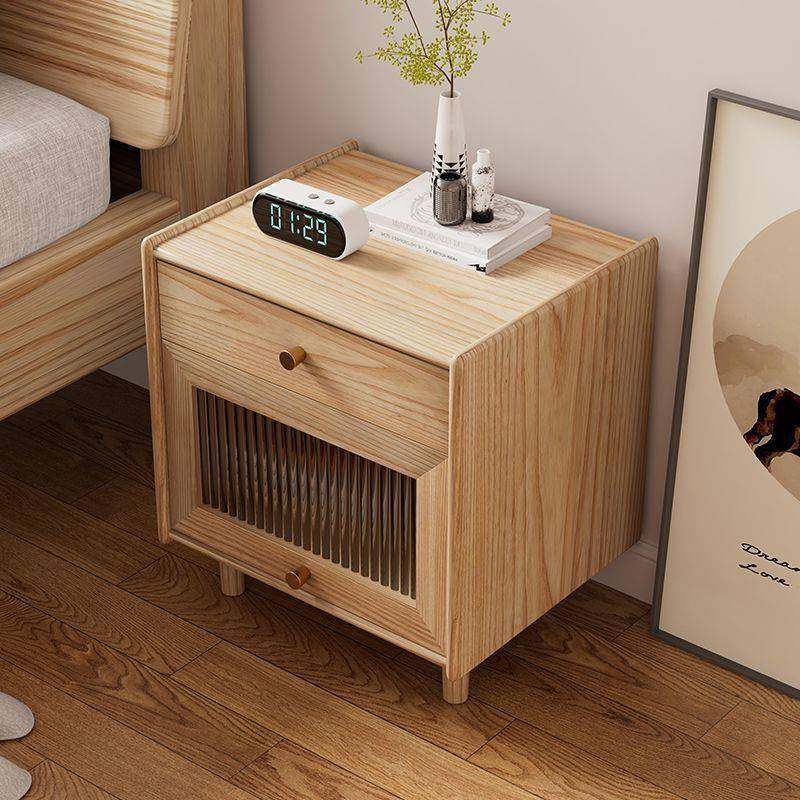 代实床头柜木简现床头柜极窄日式白蜡木迷约你小柜子卧室床边柜储
