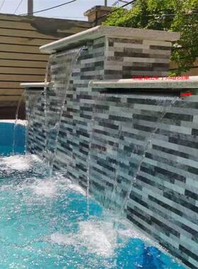 不锈出水口水黑色ltao1025烤漆瀑布花园庭院钢幕墙水帘鱼造景人造