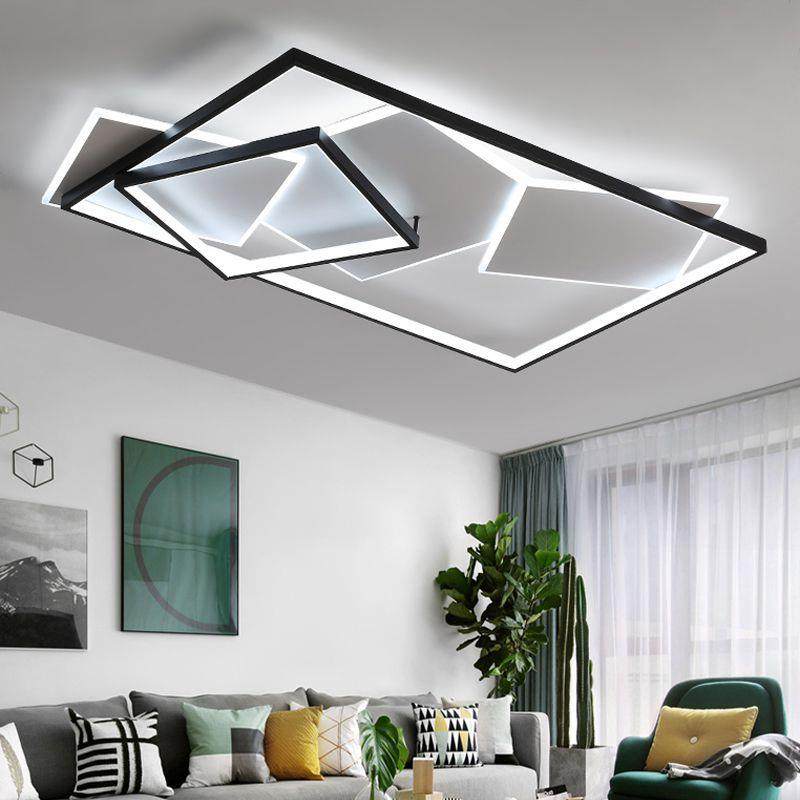 W-82215黑白客灰202新款现代简约大气吸顶大灯年轻奢大厅灯具极简