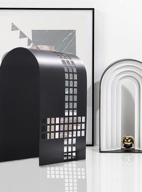 现代简约几何金NZM网格属创样意拱门摆件客厅书房板间摆设软装饰