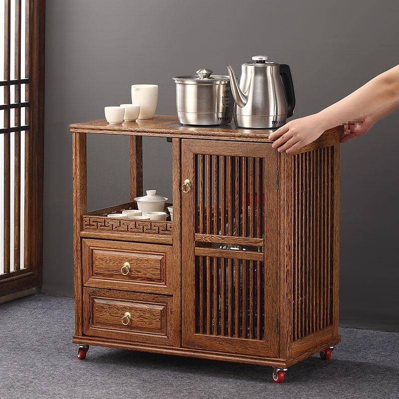 鸡翅木实木移动茶水柜客MGU厅新中式茶室几柜边办公家用烧边水台