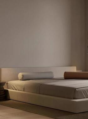 意式极简棉麻布艺床现19简代约双人床落地榻床主卧软床榻米矮床婚