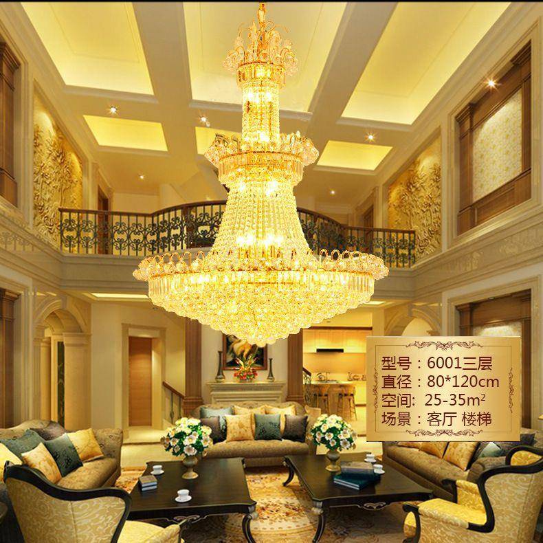 欧式复奢楼客厅水晶825大吊灯大楼梯式长吊灯华大气别墅酒店堂灯