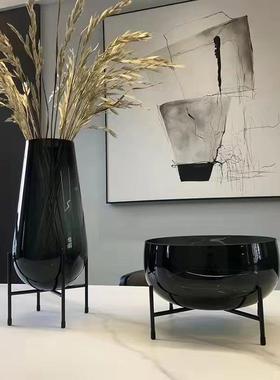 轻奢花瓶玻璃水茶果装盘摆件现AL代简餐约家用客厅桌几高端软装饰