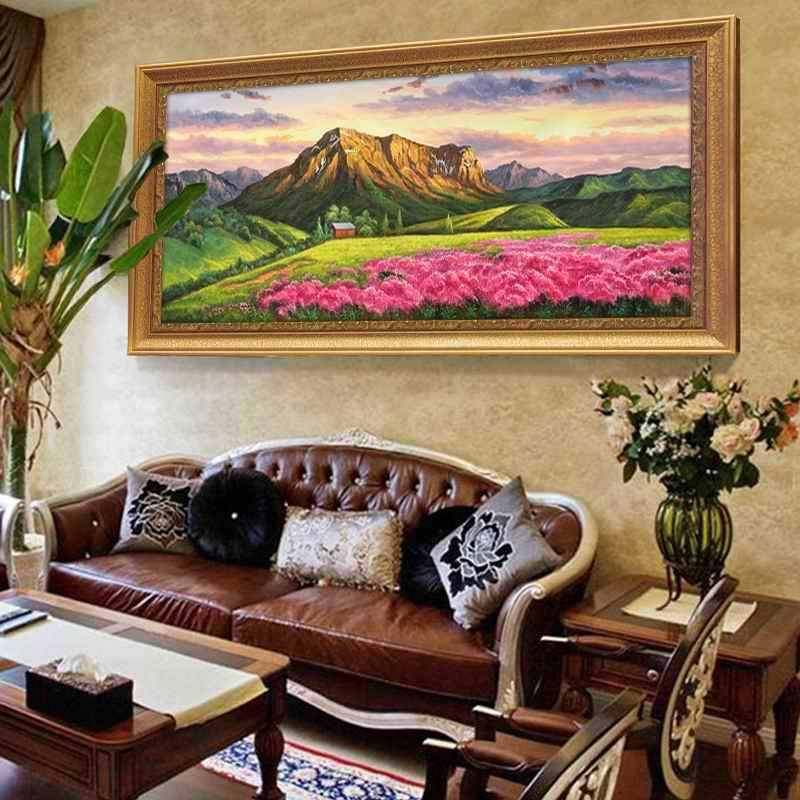 熏面衣草客厅装水饰沙发背景简欧墙画山墙油画餐厅欧式田G691画园