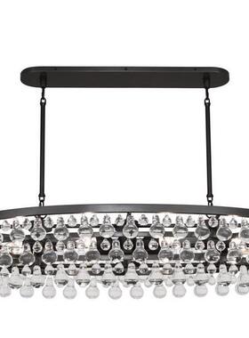 美水晶13381吊灯式餐厅灯简约设计师客卧室个性时尚椭堂圆形大吧