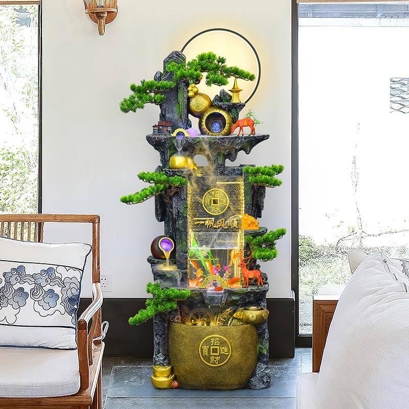 水东南亚流水RFZ生司财摆件客厅假循环景观装饰公开山业招财盆景