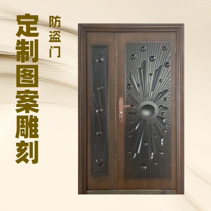 甲级防盗门仿铜入户门家用隔音大门子母门进户门带指纹锁高端铁门