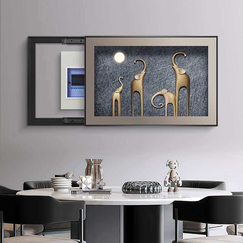 轻奢现代电表箱装饰画遮挡大象总开关电源箱电闸盒高端挂画推拉画