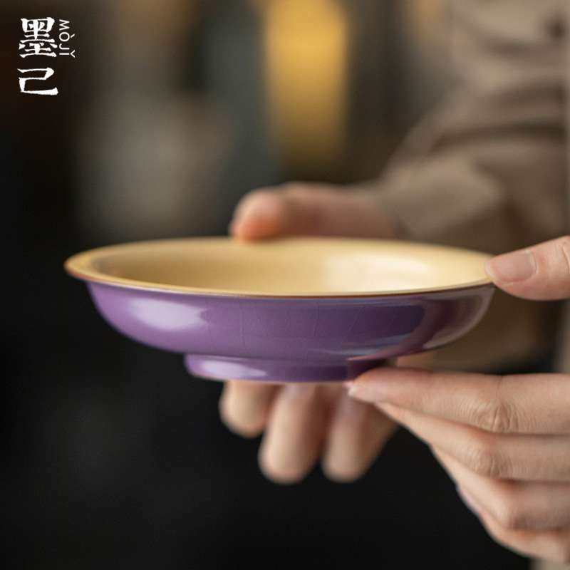墨己紫色汝窑陶瓷壶承干泡盘家用茶点盘茶道配件茶壶底托瓜果盘,电子元器件市场,其它元器件,淘宝优惠券,粉丝福利购,淘宝优惠卷
