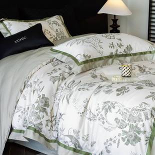 甄选100支贡缎长绒棉四件套全棉纯棉数码 床品 印花丝滑柔软四季