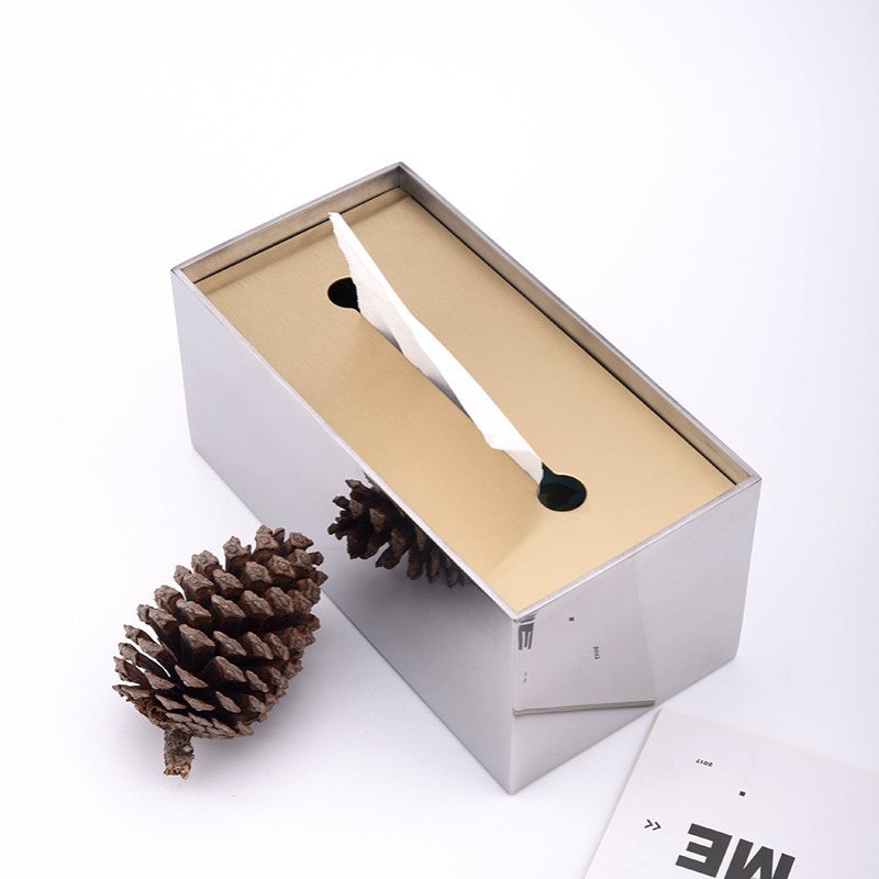 欧式纸巾盒金属现代简约银色样板房软装摆件客厅餐桌装饰抽纸盒