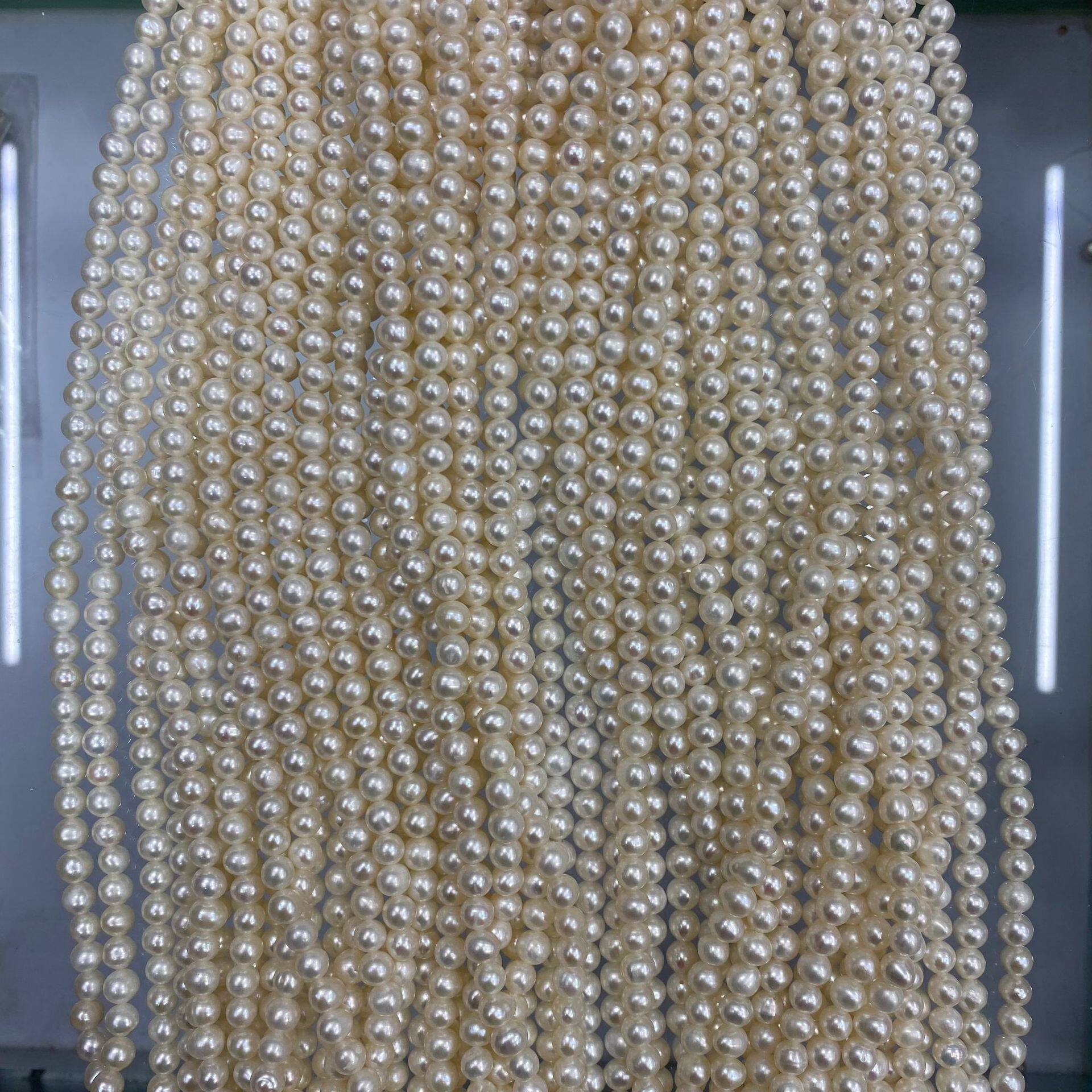 5~6mm天然淡水珍珠批发散珠圆珠手工制作饰品配件DIY配件穿珠