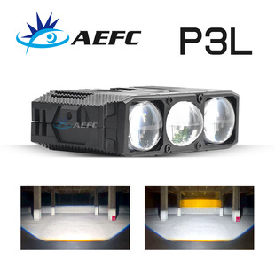 新款 80V 三眼透镜大功率80W双色小钢炮中网格栅灯汽车摩托车通用9