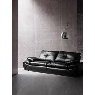 小户型哈默真皮沙发中古包豪斯头层牛皮现代简约黑色帆船直排客厅