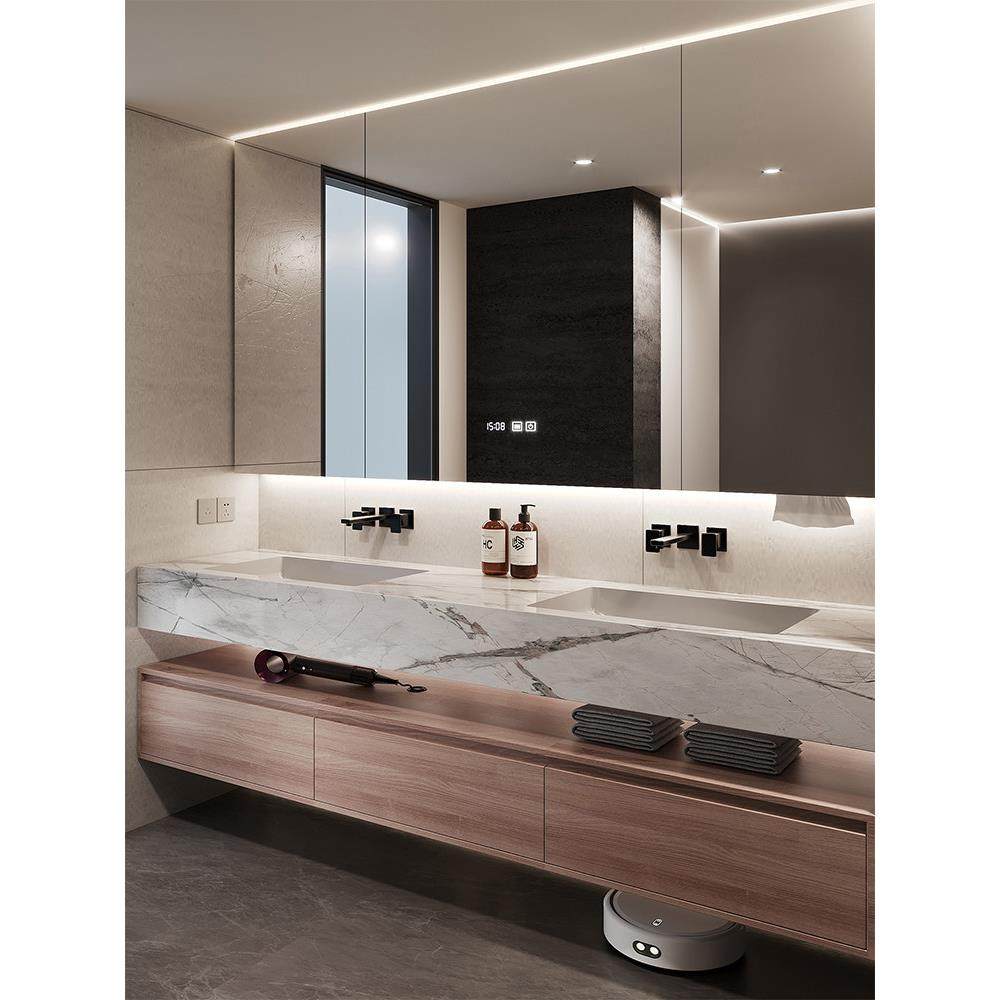 酒店风智能通顶浴室柜组合卫生间岩板热弯一体盆洗脸盆洗手洗漱台