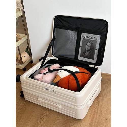 侧开盖行李箱女2025新款可扩展多功能20寸拉杆旅行箱登机密码皮箱