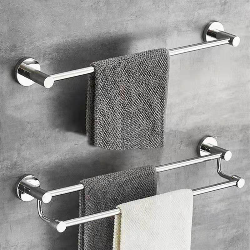 品牌加厚304不锈钢毛巾杆浴室卫生间壁挂免打孔加长单双层浴巾架