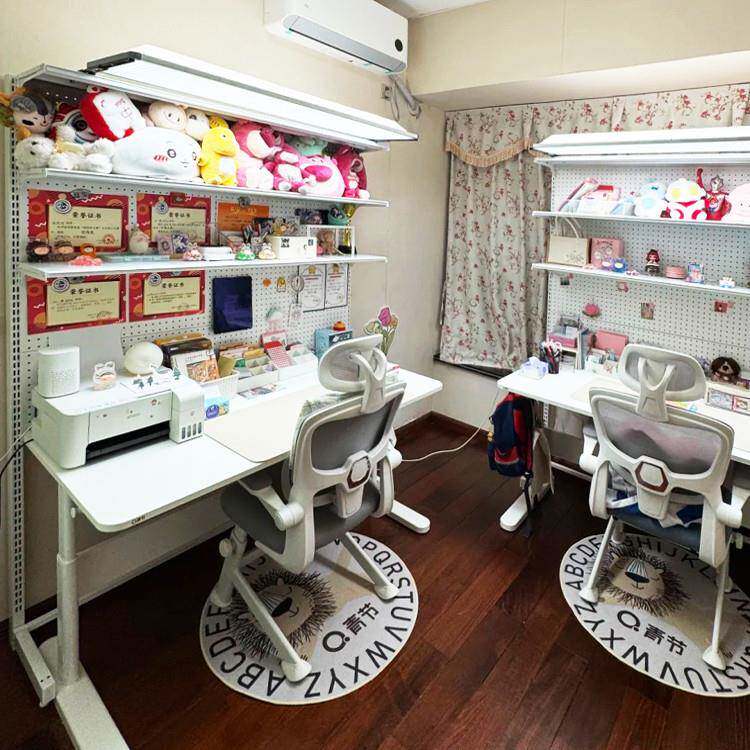 五金洞洞板书架少女电动桌上书柜落地展示学习收纳一体书桌置物架