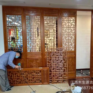 风格 仿古门窗中式 实木花格仿古镂空雕花异形平开窗户隔断新中式