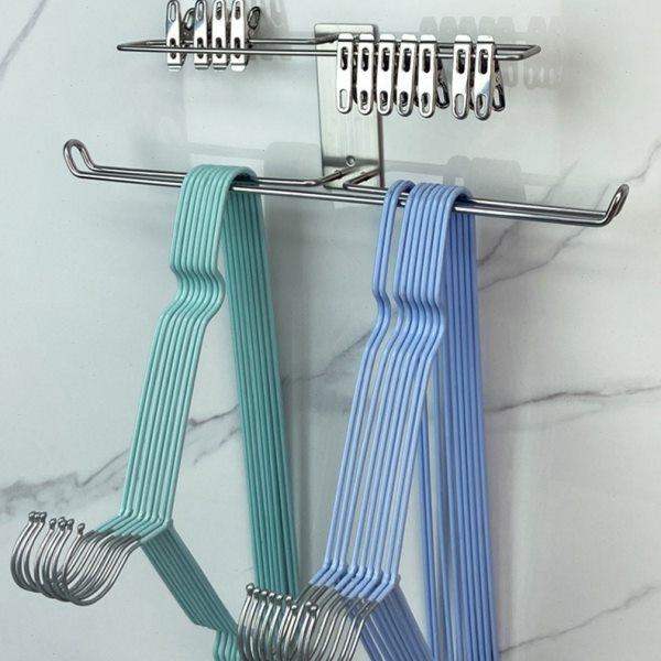 阳台衣架收纳神器免打孔304不锈钢免钉晾衣架挂钩墙壁挂衣架整理,收纳整理,衣架收纳架/盒,淘宝优惠券,粉丝福利购,淘宝优惠卷