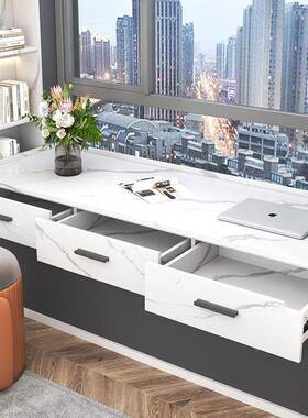 实窗木飘柜电脑桌飘窗拉屉式写字书桌抽柜窗台改造GEU阳台柜子抽钉制