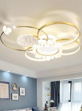 金色圆环水晶LE空D顶灯大气轻奢厅吸客顶灯73641星主卧室中山灯吸