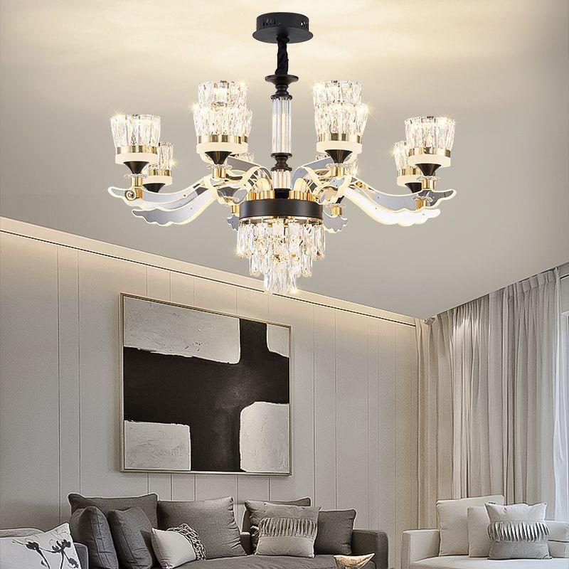 灯臂发光水晶客厅吊灯合现代轻灯976奢大主大气高档灯具组全屋套