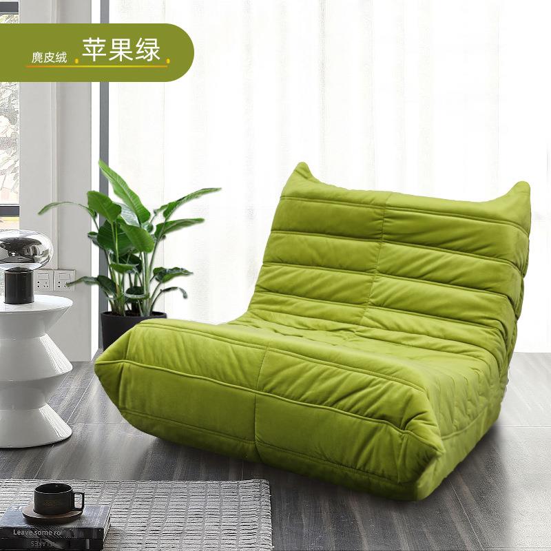跨境毛阳虫懒人沙发全海绵压闲缩单人椅台LS-1022休闲毛椅躺椅客