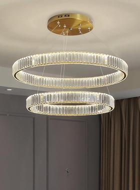 复式楼墅水客厅大吊灯简约现楼代轻奢64156晶灯具别公寓挑空梯吊