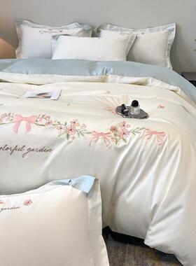 端A类10支母婴级长绒棉四件套全棉0刺绣可TY01裸用睡床上品床单高