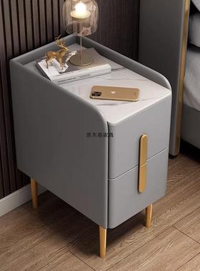 全实木板皮质极约现岩代39773床迷你头柜卧室智能网简红轻奢超窄
