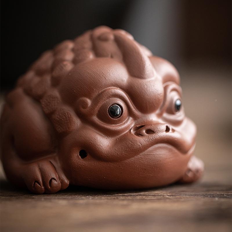 墨己紫砂手盖工金蟾HSH茶宠茶道配件置摆件多茶用丑萌可爱小宠