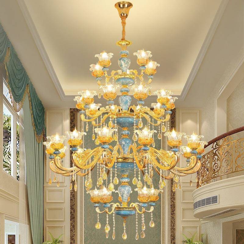 欧式厅吊灯2025新款复246式大厅主别灯高楼端大气自建房墅家用客