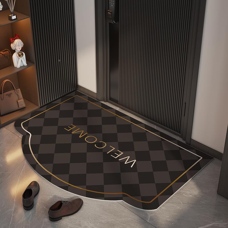 奢棋盘格入户F768S75J门地垫PV裁C剪脚垫可子进门玄关轻可擦免洗