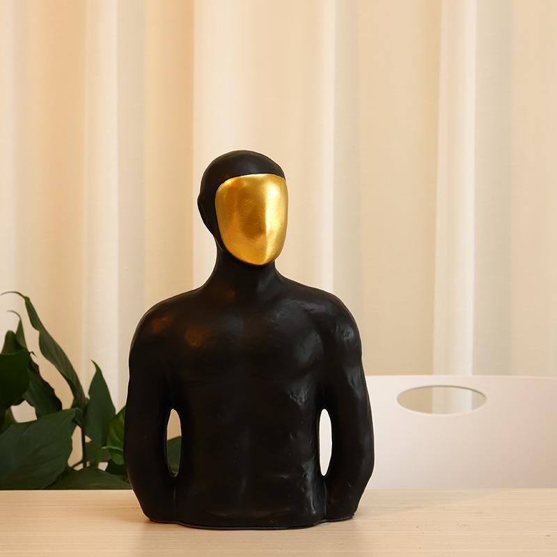 简术约w9000-88现代酒店雕奢塑模型黑白人酒物办公室书柜装饰艺品