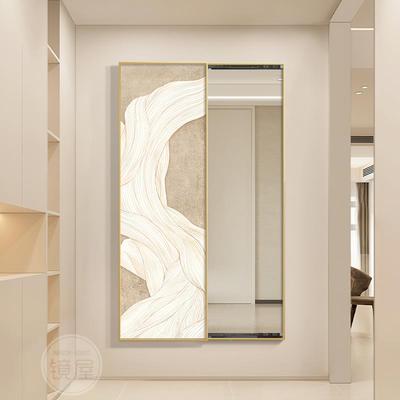 奶油风玄关装饰画全身镜镜隐藏式子抽象简极客厅可推拉衣ZKS-9124