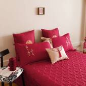 2025新款 长绒棉色织提花婚庆结婚四件套多件套床单床盖款 1.5m床