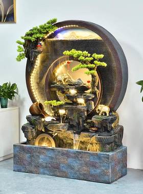 水墙幕流水假山喷泉景观办墅室别装饰屏风公户外庭院鱼池EIV造景