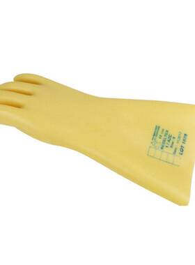代尔塔207005 GLE4乳胶绝缘手套40KV黄色直袖乳胶手套