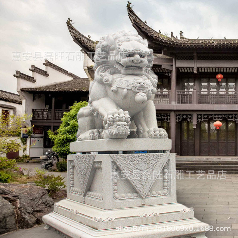 花岗岩石狮门口园林景观摆件
