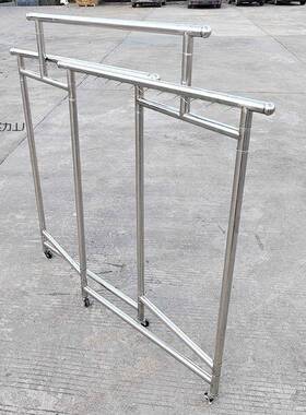 加厚38管锈不钢晾晒衣架可室伸缩折叠动带刹车轮防移斐舸黎实风内