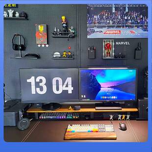 DX7L洞洞板电竞墙上隔板可定 制置物架书房电脑桌装饰书桌收纳架